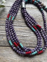 Load image into Gallery viewer, Sterling Silver Multi Strand Stone Purple Pearls Bead Necklace. 30 inch