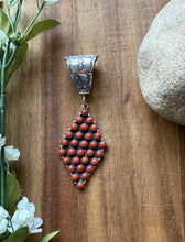 Load image into Gallery viewer, Navajo Sterling Silver Red Coral Cluster Pendant P Johnson