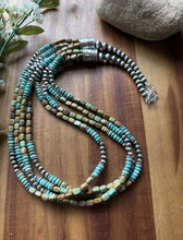 Load image into Gallery viewer, Sterling Silver Multi Strand Blue Green Turquoise Pearls Bead Necklace 26 Inch