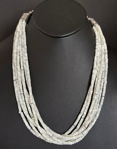 Sterling Silver Multi Strand Mother of Pearl Bead Necklace. 24 inch