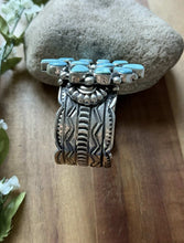 Load image into Gallery viewer, Native American Sterling Silver Blue Turquoise Cluster Cuff Bracelet T Jon