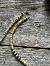 Load image into Gallery viewer, Sterling Silver Bumblebee Jasper W 6mm Pearls Bead Necklace. 18 inch