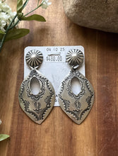 Load image into Gallery viewer, Navajo Sterling Silver Stamped Leaf Earrings. VJP Vincent