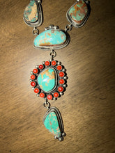 Load image into Gallery viewer, Navajo sterling silver royston turquoise lariat necklace