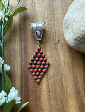 Load image into Gallery viewer, Navajo Sterling Silver Red Coral Cluster Pendant P Johnson