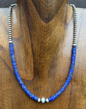 Load image into Gallery viewer, Sterling Silver Blue Lapis W Multi Bead Pearls Necklace. 18 Inch. Gift