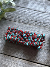 Load image into Gallery viewer, Blue Turquoise Coral Nuggets 7 Inch Stretch Elastic Stretchy Bead Bracelet Gift