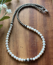 Load image into Gallery viewer, Sterling Silver Freshwater Pearl W Multi Bead Pearls Necklace. 18 Inch. Gift