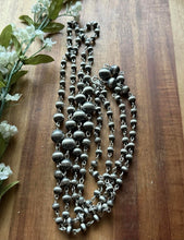 Load image into Gallery viewer, Sterling Silver Graduated 6mm to 12mm Pearls Rosary Bead Necklace. 60 Inch. Gift
