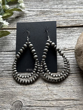 Load image into Gallery viewer, Southwestern Sterling Silver Pearls Double Loop Earrings 3 Inch