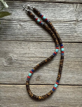 Load image into Gallery viewer, Southwestern Multi Stone Sterling Silver Tigers Eye Bead Necklace 18 inch
