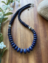 Load image into Gallery viewer, Sterling Silver Graduated Lapis Bead Necklace. 18 inch. Gift