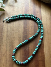 Load image into Gallery viewer, Sterling Silver Turquoise Purple Spiny Oyster Bead Necklace. 20 Inch