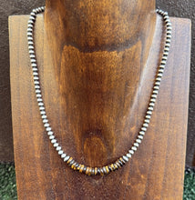 Load image into Gallery viewer, Tigers Eye 4mm Sterling Silver Pearls Choker Bead Necklace. 16 Inch. Gift