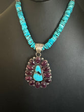 Load image into Gallery viewer, Navajo sterling silver turquoise purple spiny pendant