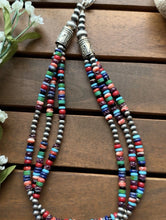 Load image into Gallery viewer, Sterling Silver Multi Strand Stone Pearls Bead Necklace. 18 inch