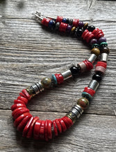 Load image into Gallery viewer, Tommy &amp; Rosita Singer T R Sterling Silver Multi Stone Red Coral Bead Necklace 20