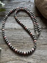 Load image into Gallery viewer, Southwestern Sterling Silver Pink Conch 6mm Pearls Bead Necklace 22 Inch