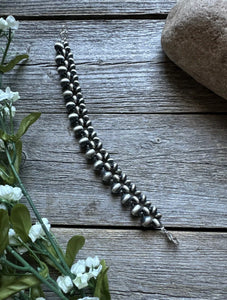 Sterling Silver 5mm 6mm 8mm Pearls Bead Bracelet. 7 Inch