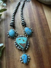 Load image into Gallery viewer, Navajo Sterling Silver Blue Turquoise Lariat Pearls Bead Chain Necklace RY