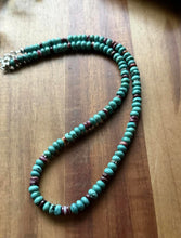 Load image into Gallery viewer, Sterling Silver Turquoise Purple Spiny Oyster Bead Necklace. 20 Inch