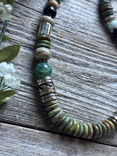 Load image into Gallery viewer, Tommy Rosita Singer T R Sterling Silver Green Turquoise Bead Necklace 20 Inch