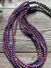 Load image into Gallery viewer, Sterling Silver Multi Strand Stone Purple Pearls Bead Necklace. 24 inch