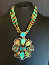 Load image into Gallery viewer, Navajo sterling silver royston turquoise pendant necklace