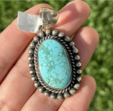 Load image into Gallery viewer, Navajo Sterling Silver Turquoise Pendant. Elouise Richards