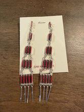 Load image into Gallery viewer, Navajo sterling silver coral earrings