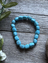 Load image into Gallery viewer, Blue Turquoise Nuggets 7 Inch Stretch Elastic Stretchy Bead Bracelet Gift