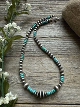 Load image into Gallery viewer, Blue Turquoise Multi Graduated Sterling Silver Pearls Bead Necklace 18 Inch