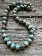 Load image into Gallery viewer, Southwestern 925 Sterling Silver Larimar W Pearls Bead Necklace 18 inch