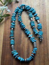 Load image into Gallery viewer, Sterling Silver Multi Stone Turquoise Nuggets Pearls Bead Necklace 26 Inch