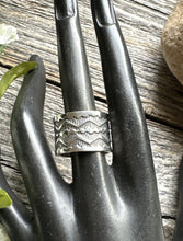 Load image into Gallery viewer, Sunshine Reeves 925 Sterling Silver Stamped Ring. Navajo Size 11 Handmade