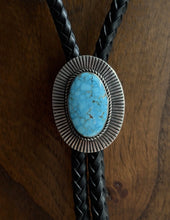 Load image into Gallery viewer, Native American Sterling Silver Kingman Turquoise Bolo Tie Pendant A Jake