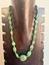 Load image into Gallery viewer, Sterling silver green turquoise nugget necklace 22 inch
