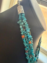 Load image into Gallery viewer, Sterling silver blue turquoise bead necklace 24 inch