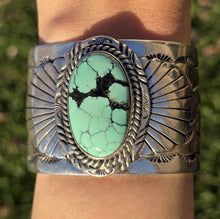 Load image into Gallery viewer, Navajo Native American Sterling Silver Blue Turquoise Cuff Bracelet Signed