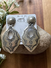 Load image into Gallery viewer, Navajo Sterling Silver Stamped Leaf Earrings. VJP Vincent
