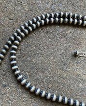 Load image into Gallery viewer, 5mm 12 Inch 925 Sterling Silver Oxidized Pearls Bead Necklace Southwestern