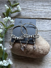 Load image into Gallery viewer, Sterling Silver Bow Pearls Hoop Bead Earrings 3.5 Inch