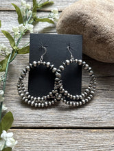 Load image into Gallery viewer, Southwestern Sterling Silver Pearls Double Loop Earrings 2.5 Inch