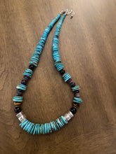 Load image into Gallery viewer, Sterling silver blue  turquoise graduated necklace 22 inch