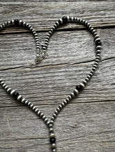 Load image into Gallery viewer, Sterling Silver Black Onyx W Pearls Bead Lariat Y Necklace. 26 inch