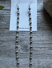 Load image into Gallery viewer, Long Sterling Silver 5mm Pearls Rosary Bead Drop Earrings. 5.5 Inch