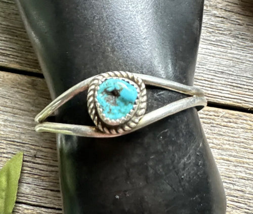 Baby Navajo Sterling Silver Blue Turquoise Cuff Bracelet