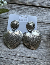 Load image into Gallery viewer, Navajo Sterling Silver Stamped Heart Earrings. VJP Vincent