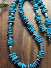 Load image into Gallery viewer, Sterling Silver Multi Stone Turquoise Nuggets Pearls Bead Necklace 26 Inch