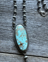 Load image into Gallery viewer, Navajo 925 Sterling Silver Royston Turquoise Pendant Rosary Necklace. 31 Inch KY